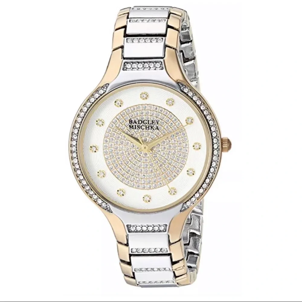 🆕New Badgley Mischka Two Tone Crystal Watch NWOT